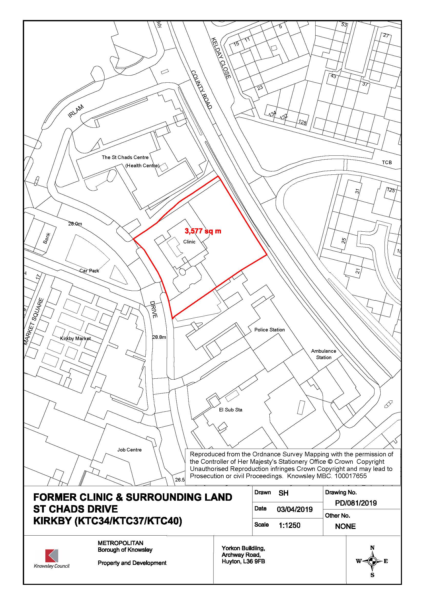 Map of St Chad's site in Kirkby